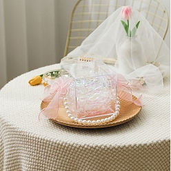 Pink Акриловая подарочная упаковочная коробка, прозрачная коробка конфет, розовые, 13x12.5x12.5 см