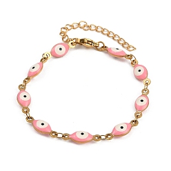 Pink Сглаз 201 браслет-цепочка из нержавеющей стали с эмалированными звеньями, розовые, нет размера