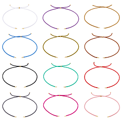 (52) Непрозрачная лаванда 12 шт. 12 цвета нейлоновые шнуры изготовление ожерелий, с фурнитурой позолоченной латунной, долговечный, разноцветные, 22~22.8 дюйм (56~58 см), отверстие : 1.7 мм, 1 шт / цвет