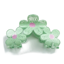 Light Green PVC Plastic Claw Hair Clips, Flower, Light Green, 93x53mm