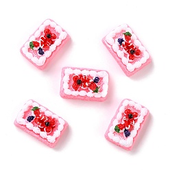 Pearl Pink Resin Decoden Cabochons, Imitation Food, Cake, Pearl Pink, 24.5x16.5x11.5mm