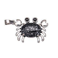 Снежный Обсидиан Естественно снежинка обсидиана подвески, краб, 20 мм