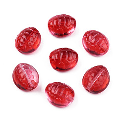 Red Transparent Spray Painted Glass Beads, Tortoise, Red, 12x11x7mm, Hole: 1mm