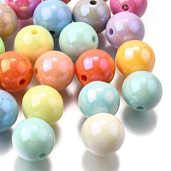 (52) Непрозрачная лаванда Непрозрачные акриловые бусины, круглые, с покрытием AB цвета, разноцветные, 13.5x13 мм, отверстие : 2 мм, 357 шт / 500 г