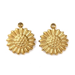 Золотой 304 прелести нержавеющей стали, подсолнечник, золотые, 12x10x2 мм, отверстие : 1 мм