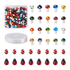 (52) Непрозрачная лаванда Наборы для самостоятельного изготовления растягивающихся браслетов ко дню защиты детей, в том числе бусины лэмпворк ручной работы, Эластичная кристальная нить, разнообразные, разноцветные, бусины: 120 шт. / набор, резьба: 1 мм в диаметре, около 10 м / рулон, 1roll / комплект