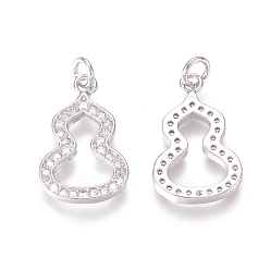 Платина Латунные микропаве прозрачные подвески с фианитом, с прыжковых колец, перегонный куб, платина, 16x10x1.5 мм, Перейти кольцо: 5x0.7 мм, внутренний диаметр: 3.6 мм