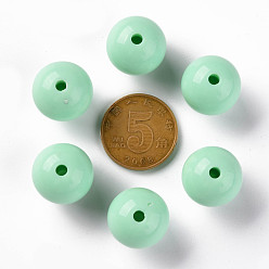 Aquamarine Opaque Acrylic Beads, Round, Aquamarine, 16x15mm, Hole: 2.8mm, about 220pcs/500g