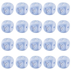 Letter V 20Pcs Blue Cube Letter Silicone Beads 12x12x12mm Square Dice Alphabet Beads with 2mm Hole Spacer Loose Letter Beads for Bracelet Necklace Jewelry Making, Letter.V, 12mm, Hole: 2mm