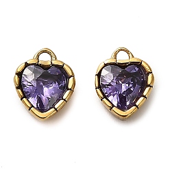 Темная Орхидея 304 подвески из нержавеющей стали, с кубического циркония, сердце, темные орхидеи, 6.5x5.5x3.5 мм, отверстие : 1 мм