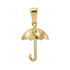 Oro Colgantes de acero inoxidable al vacío 304, Charm paraguas 3d, dorado, 22x15 mm, agujero: 3.5x7 mm