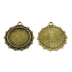 Античная Бронза Сплавочные сеттинги для кулона (кабошон), тибетский стиль, без кадмия, без никеля и без свинца, античная бронза, 31x28x2 мм, отверстие : 2.5 мм, лоток : 20 мм