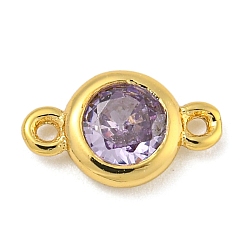 чертополох Покрытие стойки латунь паве кубический цирконий плоские круглые звенья соединительные подвески, долговечный, без свинца и без кадмия, реальный 18 k позолоченный, чертополох, 10x6x2.5 мм, отверстие : 0.7 мм