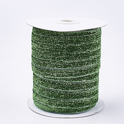 Зеленый лайм Блеск блеск ленты, лента из полиэстера и нейлона, зеленый лайм, 3/8 дюйм (9.5~10 мм), около 50 ярдов / рулон (45.72 м / рулон)