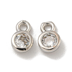 Платина Латунные микро проложить кубического циркония прелести, долговечный, без свинца и без кадмия, плоско-круглые, платина, 6x4x2 мм, отверстие : 1.2 мм
