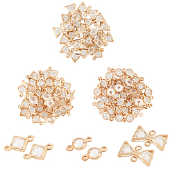Light Gold Соединители железные ссылки, со стеклом, ромб и плоский круг и бантом, золотой свет, 10.3x1.7см, 96pcs / коробка