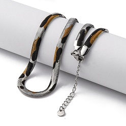 Платина Латунные ожерелья цепи плоский змея, с рисунком змеиной кожи, без кадмия и без свинца, долговечный, стойки покрытие, платина, 15.75 дюйм (40 см)