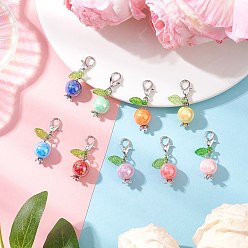 Платина Круглые акриловые подвески, Сплав с застежками когтя омара, платина, 28.5 мм