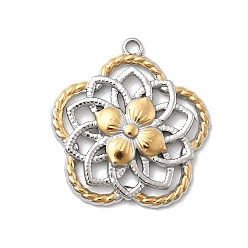 Цветок 304 подвески из нержавеющей стали, золотые и нержавеющая сталь цвет, цветок, 24x22x2.8 мм, отверстие : 1.6 мм