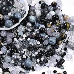 Черный Наборы для самостоятельного изготовления бисеринок и стеклянных грядок, разнообразные, чёрные, 2~12.5x3~10.5 мм, отверстие : 0.9~2 мм