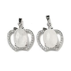 Хрусталь Натуральный кристалл кварца с подвесками из прозрачного кубического циркония, подвески в виде яблока со стойкой, фурнитура из латуни, платина, без кадмия и без свинца, 28.5x25.5x9~10 мм, отверстие : 7x5 мм