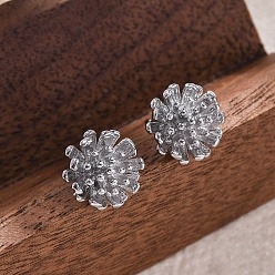 Платина Латунь серьги, цветок, платина, 10x10 мм