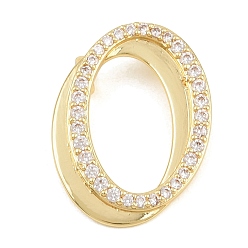 Letter O Pendentifs en laiton zircon cubique transparent, charmes de lettre, plaqué longue durée, crémaillère plaquage, sans plomb et sans cadmium, réel 18 k plaqué or, lettre o, 26x20x6.5mm, Trou: 3mm