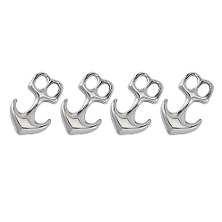 Stainless Steel Color Smooth Surface 304 Stainless Steel Hook Clasps, For Leather Cord Bracelets Making, Anchor, Stainless Steel Color, 32.5x21.5x6mm, Hole: 5.5x7mm, 4pcs/box