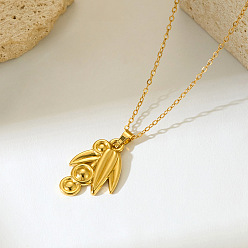 Feuille 201 colliers pendentifs en acier inoxydable pour femmes, réel 18 k plaqué or, feuille, 15.75 pouce (40 cm)