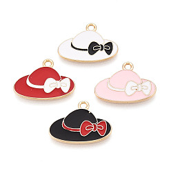 (52) Непрозрачная лаванда Подвески из эмали и сплава, без кадмия и без свинца, золотой свет, шапка с подвеской в виде банта, разноцветные, 16x21.5x1 мм, отверстие : 1.8 мм