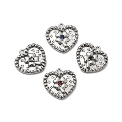 (52) Непрозрачная лаванда 304 подвески из нержавеющей стали с микропаве из стразов, подвески в виде сердца с клевером, цвет нержавеющей стали, разноцветные, 15x16x2.5 мм, отверстие : 1.2 мм