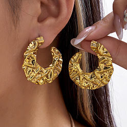 Golden 304 Stainless Steel Stud Earrings for Women, Oval, Golden, 36x33mm