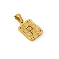 Letter P Шкентели нержавеющей стали, реальный 18 k позолоченный, прямоугольные, Письмо P, 15x12 мм