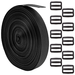 Черный 50 м полиэфирная лента, с пластиковыми пряжками из 20 шт., для изготовления лямок для сумок, чёрные, 1 дюйм (25 мм)