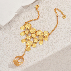 Золотой Старинные ближневосточные старинные монеты кольца браслеты для женщин, золотые, 4-5/8 дюйм (11.6 см) в длину, внутренний диаметр: 7-1/8 дюйм (18 см), кольцо: 0.16см~0.18см внутренний диаметр