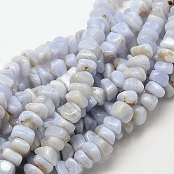 Blue Lace Agate Dyed Natural Blue Lace Agate Chip Beads Strands, 7~9x7~9mm, Hole: 1mm, about 72~83pcs/strand, 15.7 inch