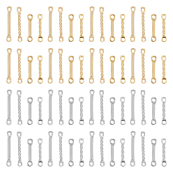 Золотой & Цвет Нержавеющей Стали 80шт 8 стили 201 подвески из нержавеющей стали, панель ссылок, золотые и нержавеющая сталь цвет, 12~15x1~1.3x1~1.2 мм, отверстие : 1~1.2 мм, 10 шт / стиль