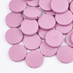 Бледно-Розовый Бусины из натуральной груши, окрашенные, плоско-круглые, розовый жемчуг, 25x5 мм, отверстие : 2 мм