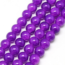 Blue Violet Baking Painted Crackle Glass Bead Strands, Round, Blue Violet, 8mm, Hole: 1.3~1.6mm, about 100pcs/strand, 31.4 inch