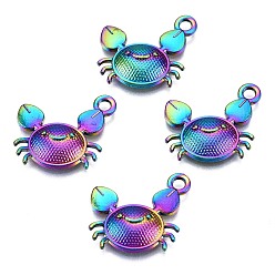 Rainbow Color Подвески из сплава , без кадмия, без никеля и без свинца, краб, Радуга цветов, 17x19.5x3.5 мм, отверстие : 2 мм