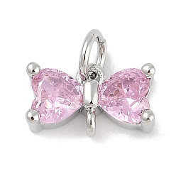 Платина Стойки обшивки латунные микро проложить куб ссылки циркония, подвески с бантом, долговечный, без свинца и без кадмия, с целью перехода в кольце, платина, 7x11.5x3.5 мм, отверстие : 3 мм