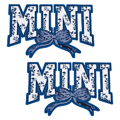 Королевский синий Полиэстер гладить/пришивать заплатки, термоклей, аппликации из ткани, бантом, мини, королевский синий, 126x200x2.5 мм