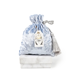 Светло-Голубой Бархатные сумки для хранения, мешочки на шнурке, упаковочный пакет с пластиковым жемчугом, прямоугольные, Небесно-голубой, 18x13 см