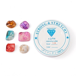 (52) Непрозрачная лаванда 7 нити 7 бусины из натуральных ракушек, окрашенные, чипсы наггетс, прозрачная эластичная кристаллическая нить, шнур из эластичной нити, разноцветные, 10~20x12.5~23.5x3~10 мм, отверстие : 1.2 мм, около 20~24 шт / нитка, 15.35~16.54'' (39~42 см), 1 прядь / стиль