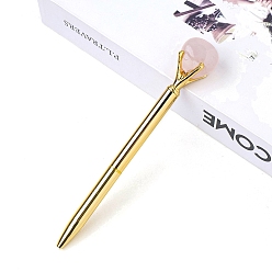 Розовый Кварц Шариковая ручка из натурального розового кварца, шариковая ручка из нержавеющей стали, офисные школьные принадлежности, 150 мм