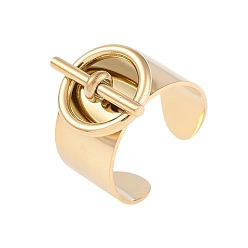 Настоящее золото 18K 304 круглые и стержневые открытые манжеты из нержавеющей стали, широкое кольцо для женщин, реальный 18 k позолоченный, 18 мм, регулируемый