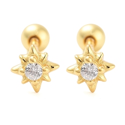 Настоящее золото 18K 925 серьги-хрящи из стерлингового серебра с микропаве из кубического циркония для женщин, звезда, реальный 18 k позолоченный, 4.5x4.5 мм