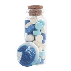 Steel Blue Sealing Wax Particles, for Retro Seal Stamp, Octagon, Steel Blue, Bottle: 30x77mm, 60pcs/bottle