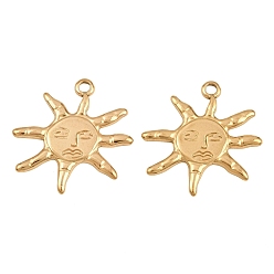 Golden 304 Stainless Steel Pendants, Sun Charms, Golden, 28x27.5x2mm, Hole: 2.5mm