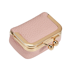 Pink Портативные мини-органайзеры для хранения ювелирных изделий из искусственной кожи, с золотым железным замком-поцелуем, форма сумки, розовые, 6.3x4.5x3.3 см